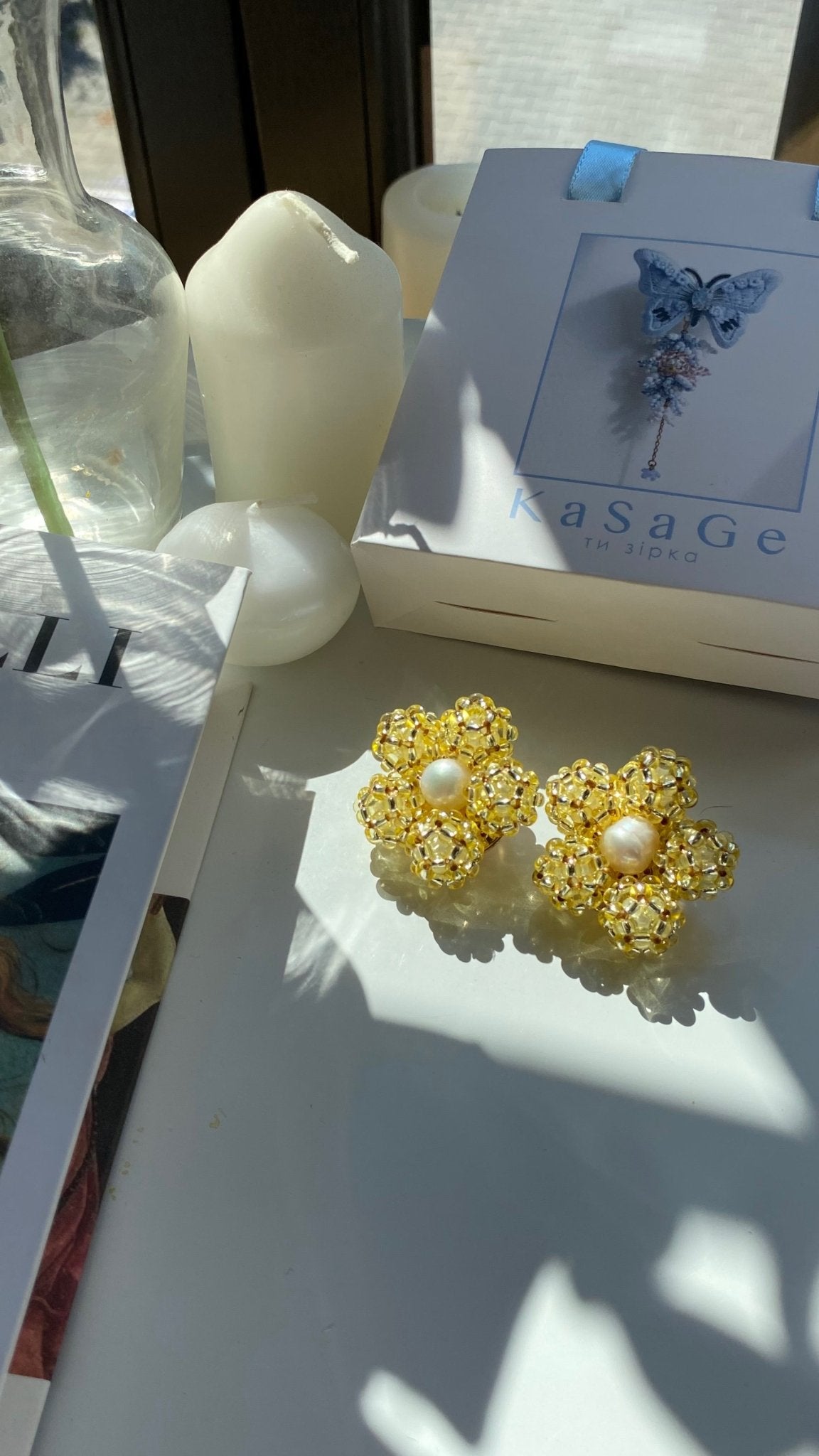 Кліпси «Crystal Bloom Мімоза» - Star.Kasage