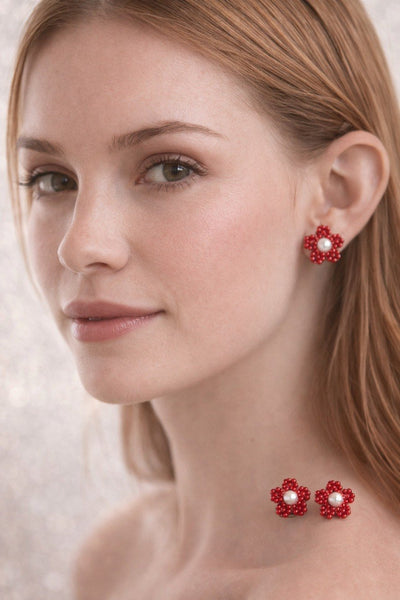Сережки Пусети "Полум’я на снігу" - Star.Kasage